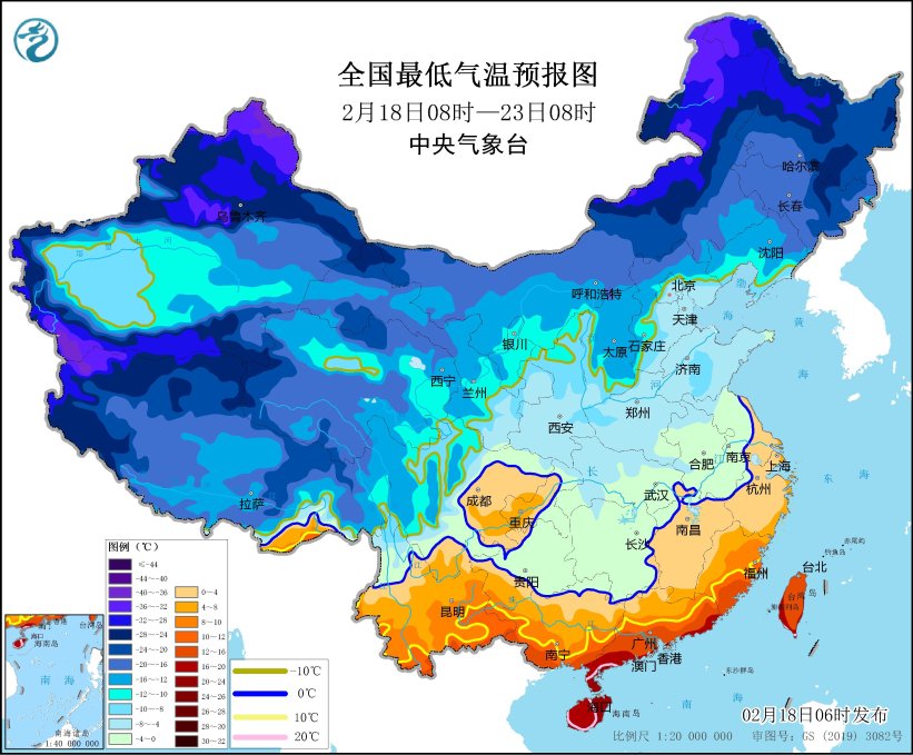 中央氣象臺發(fā)布寒潮橙色預警，平均氣溫普遍下降8～12℃