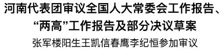 河南代表團審議全國人大常委會工作報告、“兩高”工作報告及部分決議草案