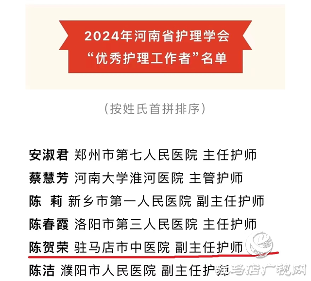 駐馬店市中心醫(yī)院陳賀榮、李夢(mèng)雯榮獲河南省護(hù)理學(xué)會(huì)2024年 “優(yōu)秀護(hù)理工作者”稱(chēng)號(hào)